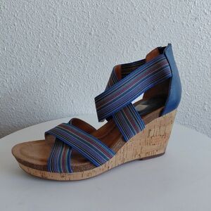 Sofft Cary Womens Wedges Sandals Elastic Straps Leather/Textile